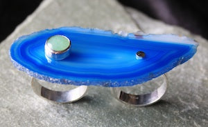 Designs By Cara Louise, Agate Two Finger Ring