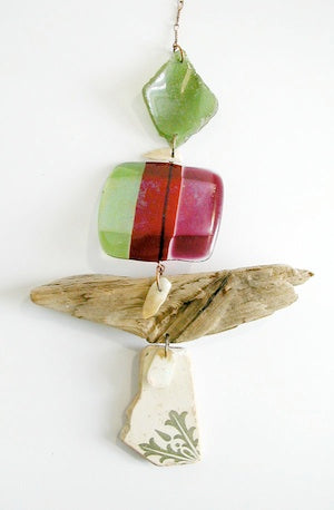 Bobbie Coleman's Sea Glass, Beach Pottery and Driftwood Hanging