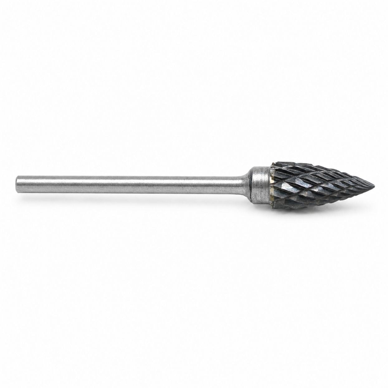 6mm Tungsten Carbide Pointed Tree Burr with a 2.35mm Shank on a white background