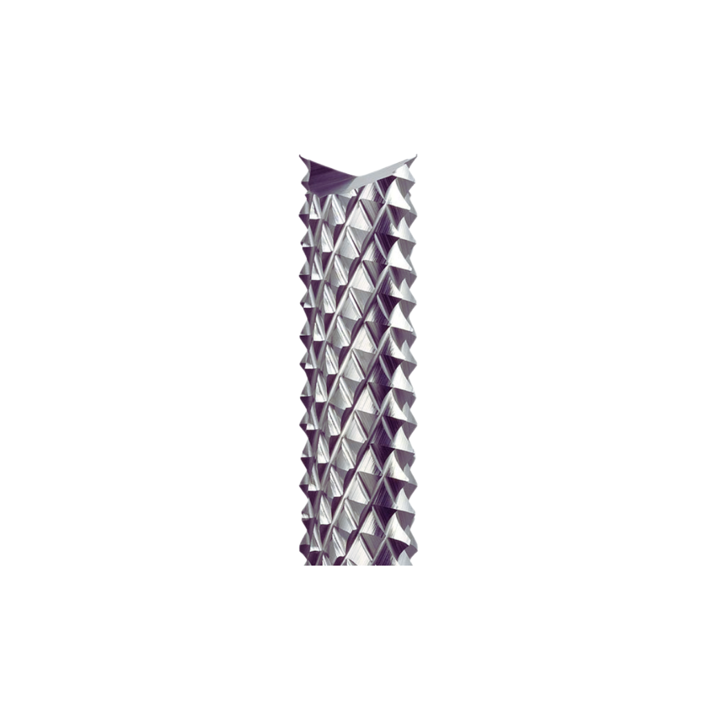 Carbide router with fishtail end, diamond-cut