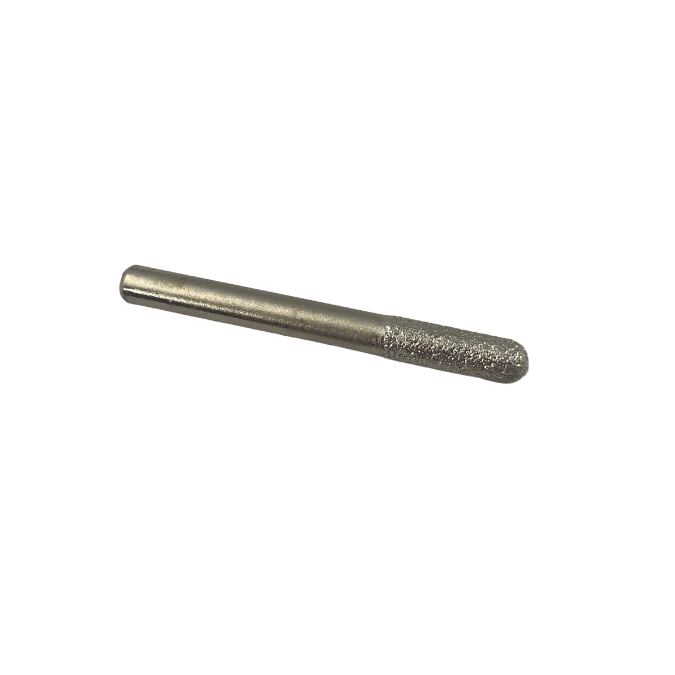 6mm diameter vacuum brazed diamond round head cylinder burr. Mounted on a 6mm shank. For cutting and grinding marble, brick, plastics, porcelain, ceramic and more.