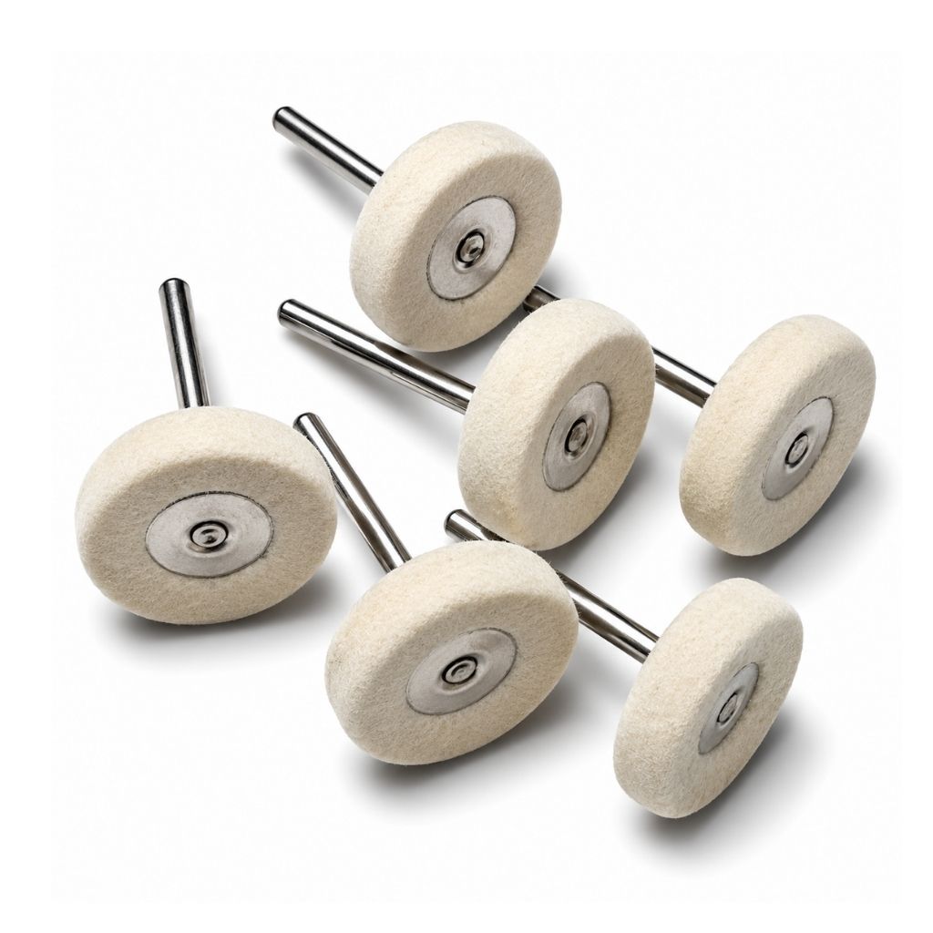 Mounted Felt Polishing Bobs. 25mm Wheel, pack of six