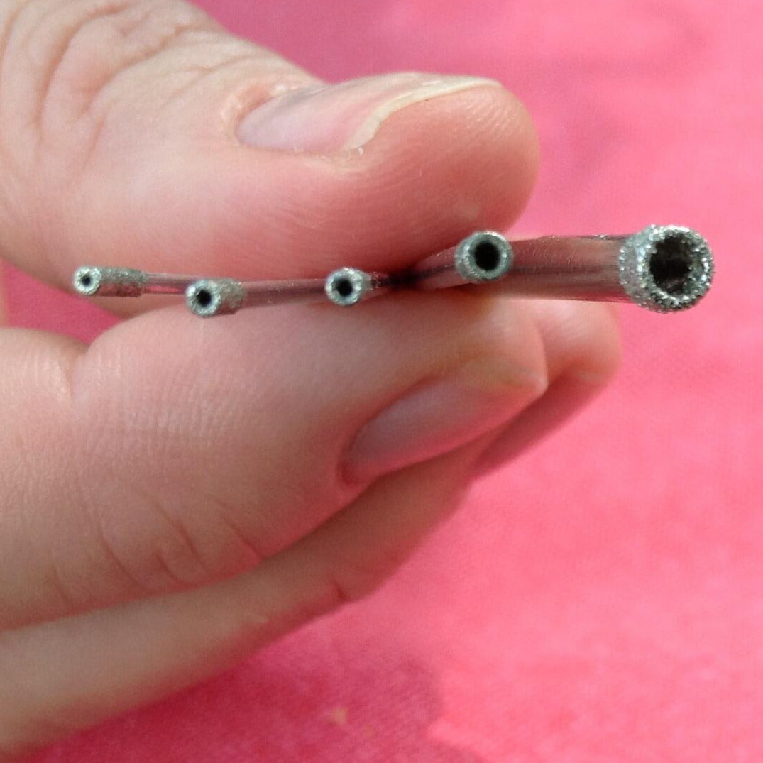 Small diamond core drills for drilling holes in sea glass, stone and glass