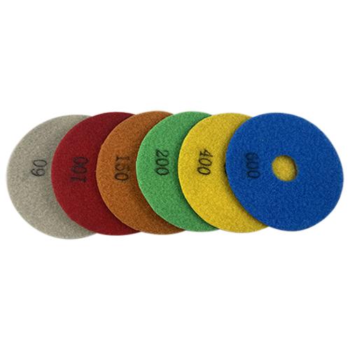 Six, flexible diamond grinding discs 100mm 60- 600 grit