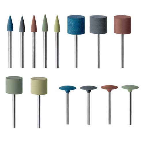 EVEFLEX rubber polishing burrs in assorted grits and shapes