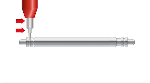 Close up of the fork end of the Horotec Spring Bar Tool for removing spring bars