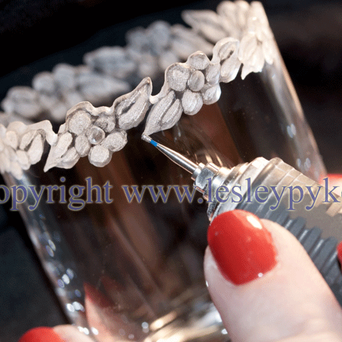 Lesley Pyke Glass Engraving Ltd using Diamond FG inverted cone burr