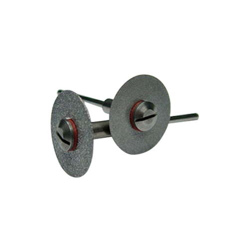 diamond slitting discs on a screw mandrel for cutting glass, fossil, hard metals