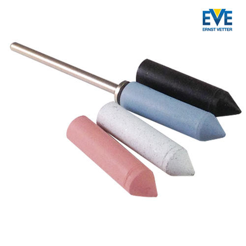Four Bullet-shaped soft rubber polishers for gold and silver