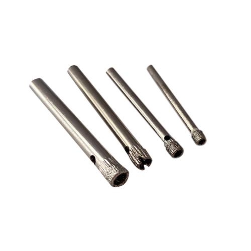 diamond core drills with a Slotted rim and clearance hole for drilling hard materials such as glass and stone
