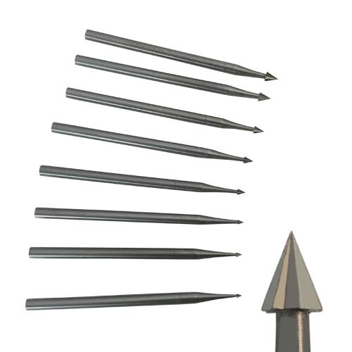Small carbide cone burrs for engraving and shaping in metal and stone setting