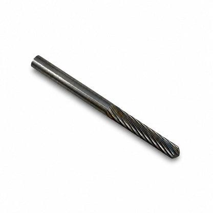 3 millimetre carbide cylinder burr with round nose, single cut, for your Dremel with a 3 millimetre shank or 0.125 inch shank