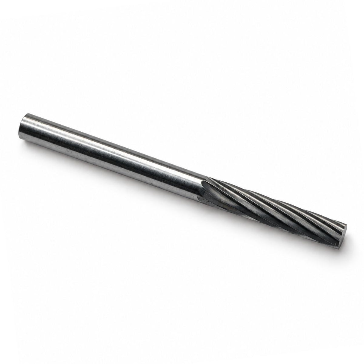 3mm single cut tungsten carbide cylinder burr with 3mm shank. Dremel 9901. on a white background