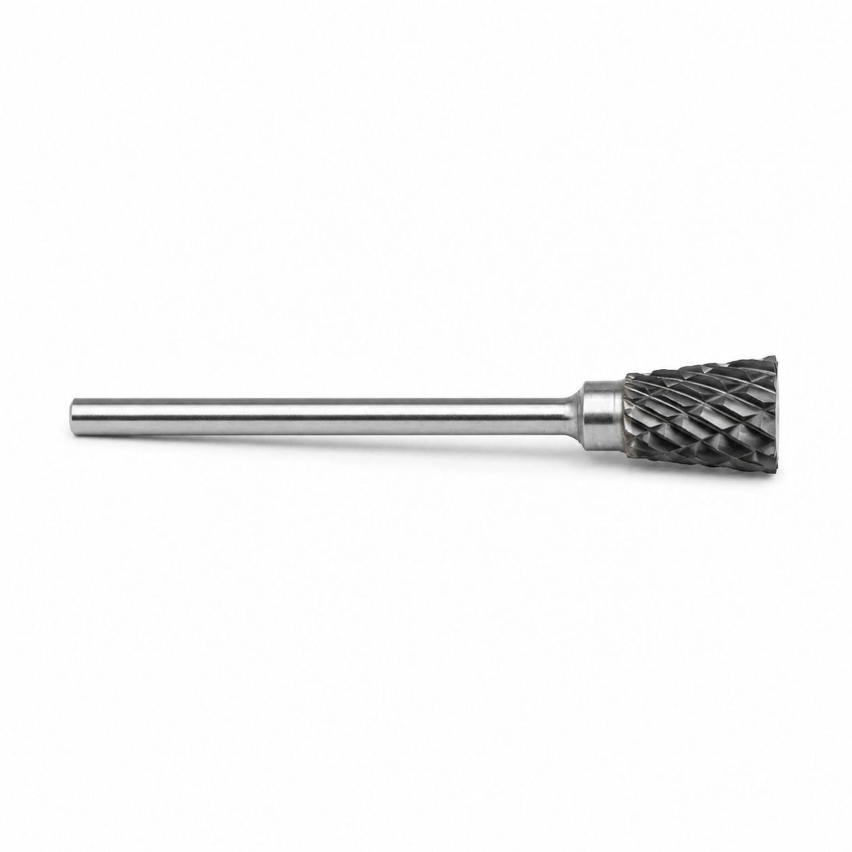 6mm Tungsten Carbide Inverted Cone Burr with a 2.35mm Shank on a white background
