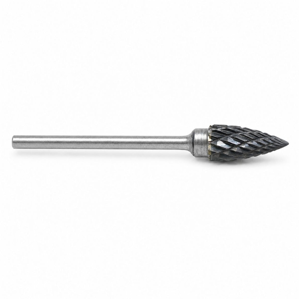 6mm Tungsten Carbide Pointed Tree Burr with a 2.35mm Shank on a white background