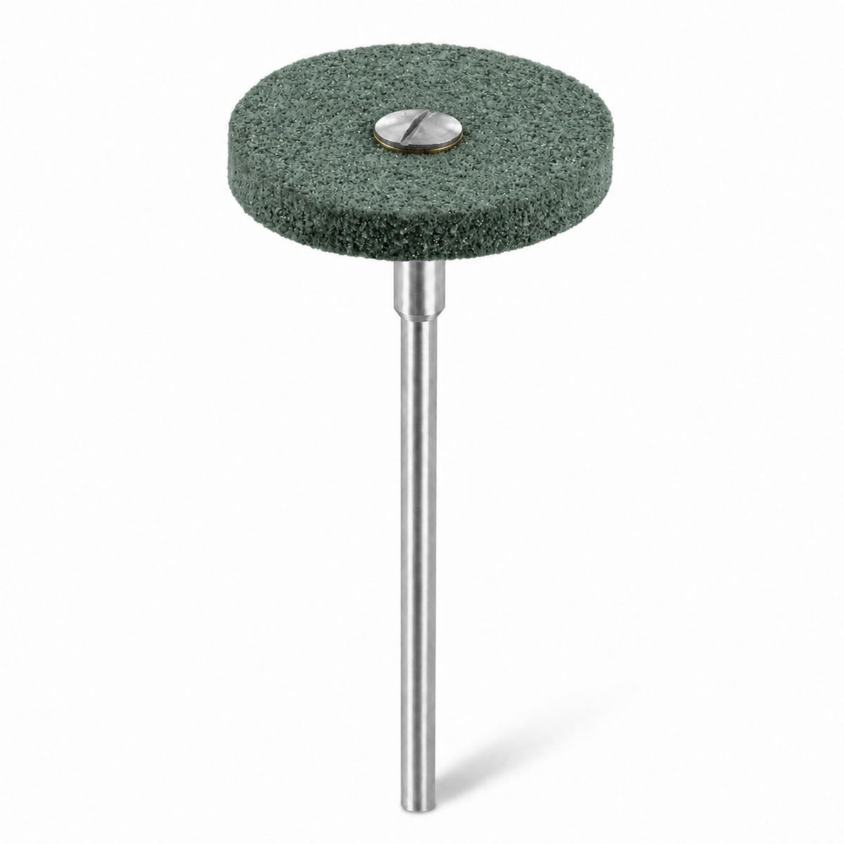 An airflex wheel polisher shown held in a stepped screw mandrel with 8mm head and 2.35mm shank