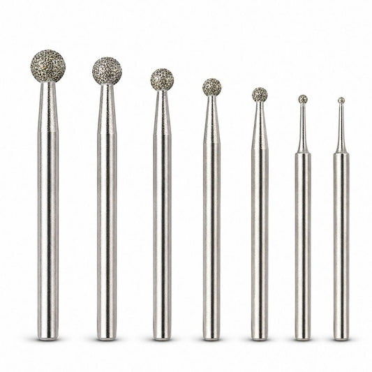 Set of 7 assorted sizes of 2.35mm diamond ball burrs for carving and engraving