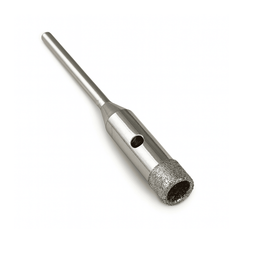 6mm diameter bottle neck diamond core drill with a 2.35mm shank on a white background