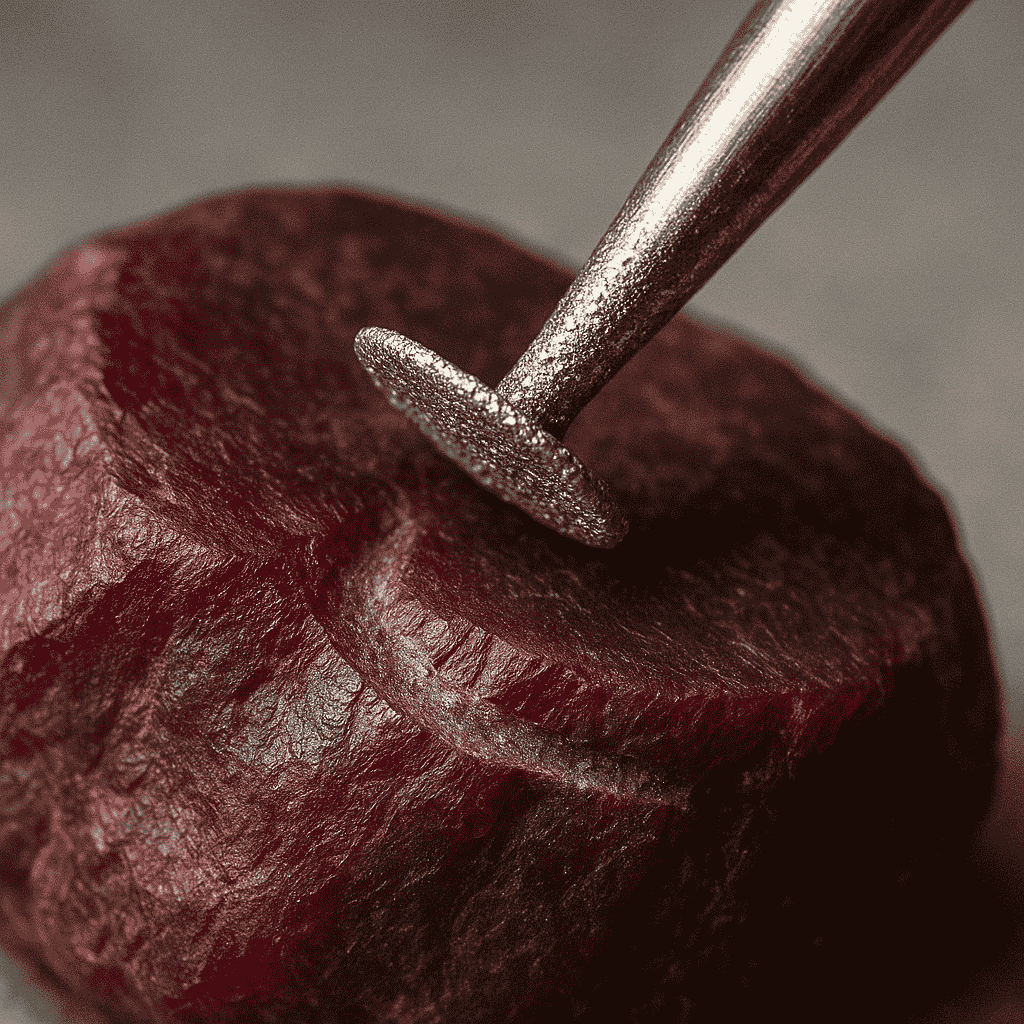 Small disc burr carving red stone