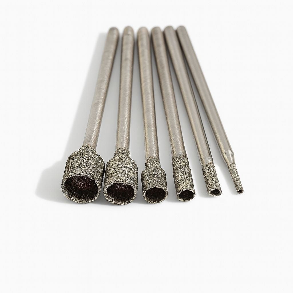 Set of six diamond ball forming Cup burrs mounted on 2.35mm shanks