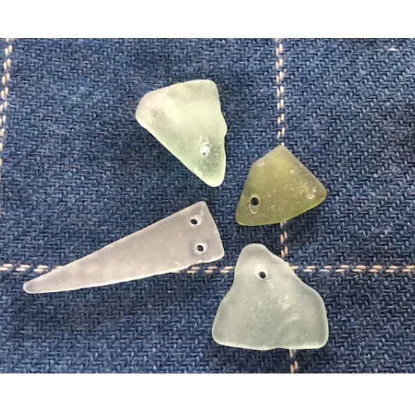 results of drilled sea glass using the Small diamond core drills