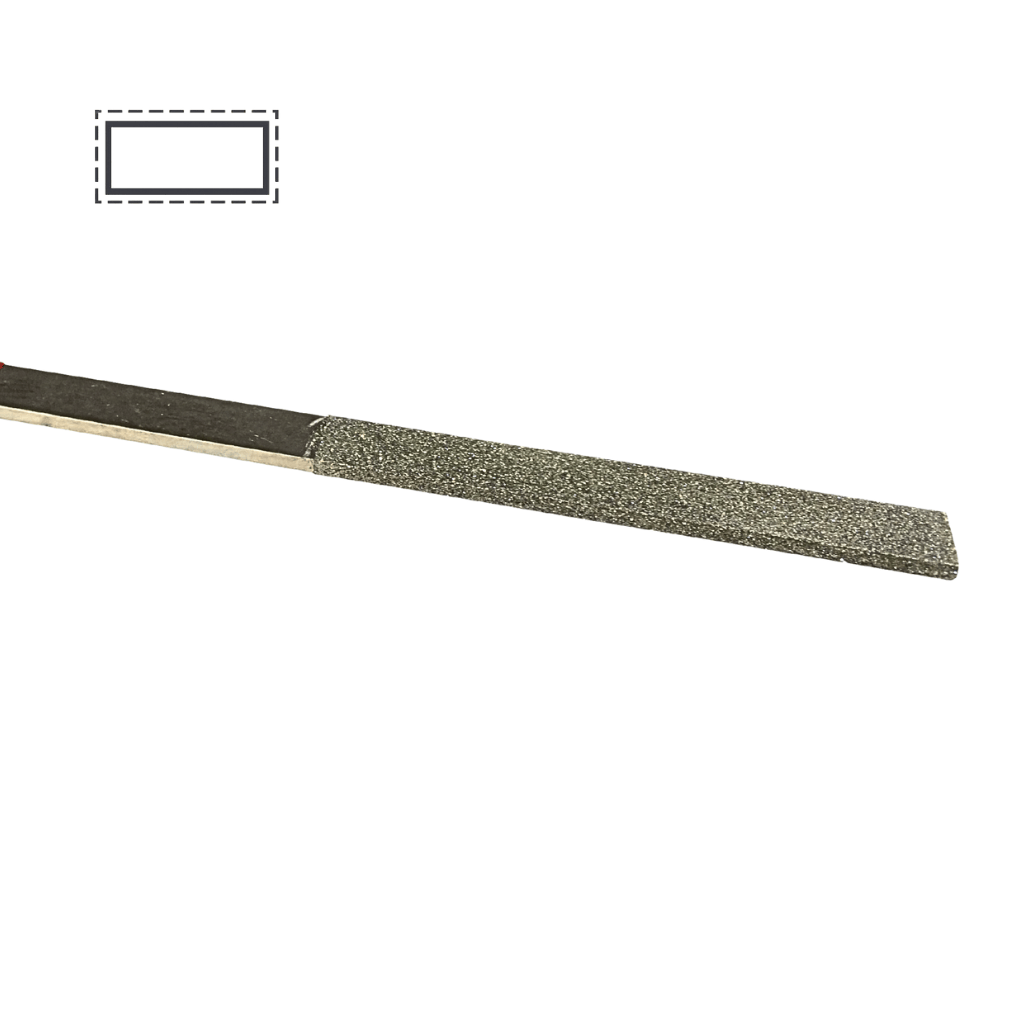 Close up of large flat diamond file, coarse grit 150# for removal of material