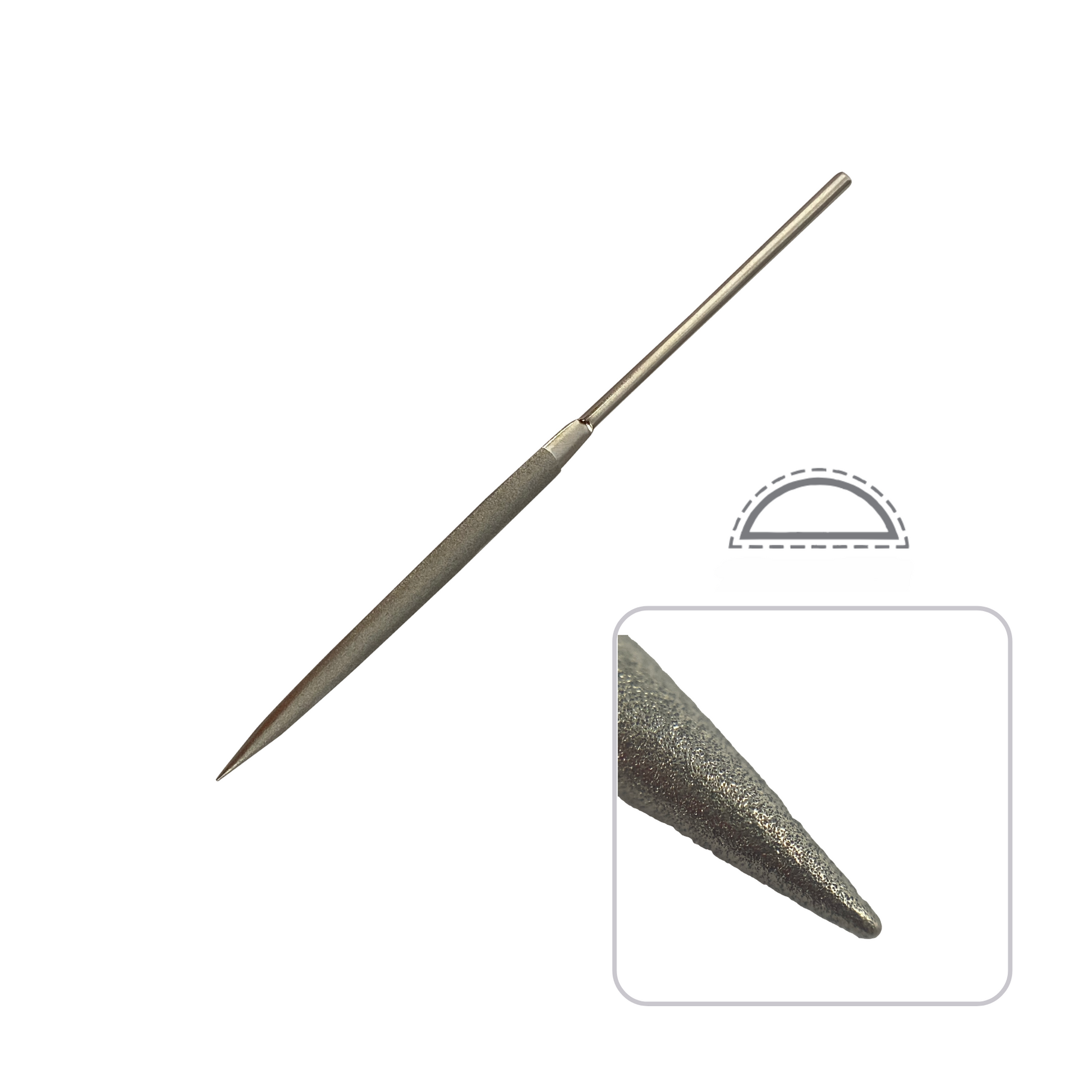 Diamond needle file half-round fine 400 grit without handle