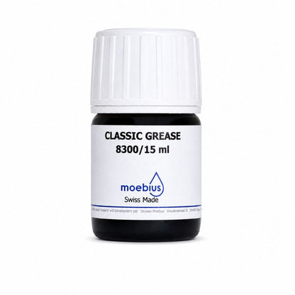Bottle of moebius Classic Grease 8300/15 ml on a white background