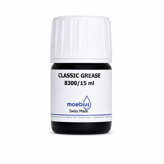 Bottle of moebius Classic Grease 8300/15 ml on a white background