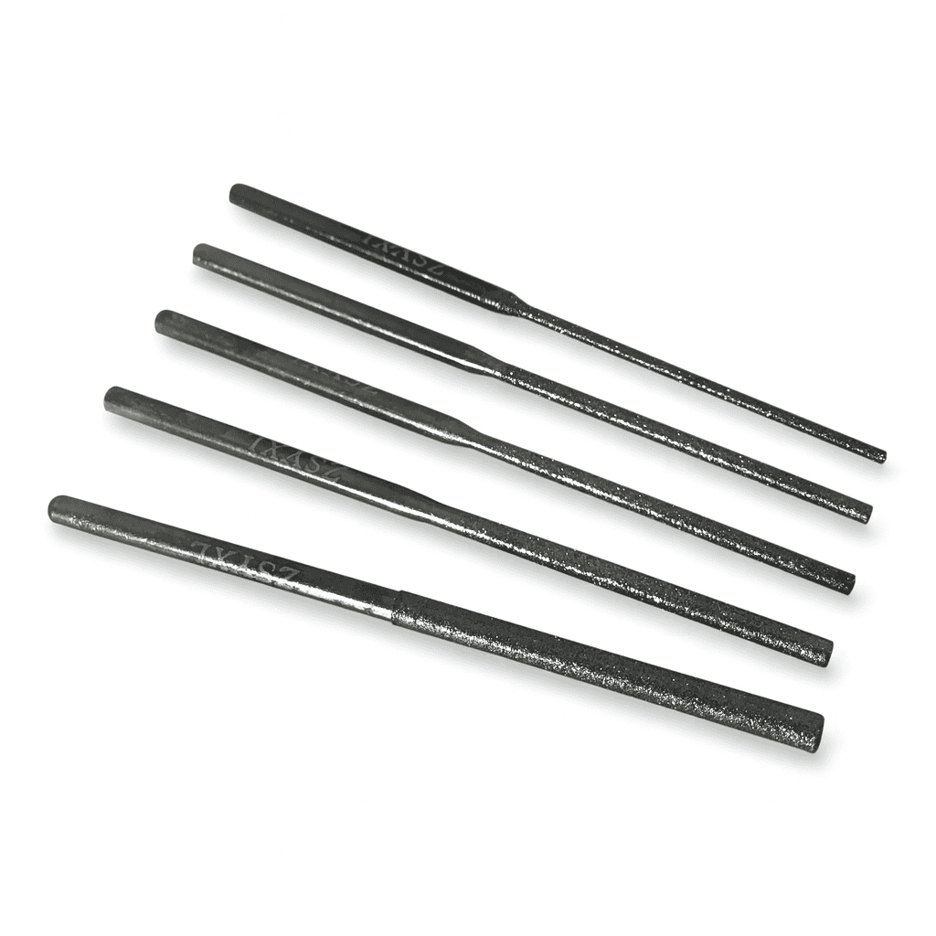 extra coated length diamond drill bits for drilling holes and grinding in stone, glass, shell, beads. 2.35mm shank. range of five sizes shown