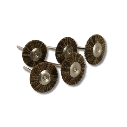 Pack of 5 Brown bristle brushes for polishing and cleaning metals