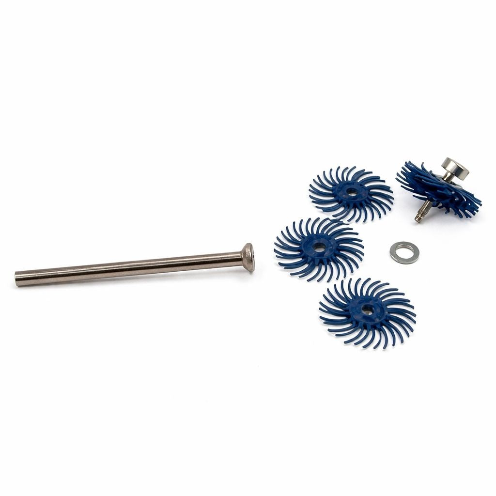 3M Blue Radial Polishing discs showing how to attach these to your screw mandrel