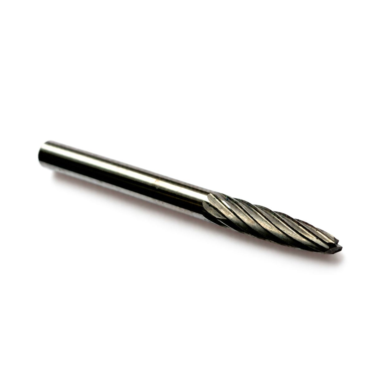 3mm single cut tungsten carbide pointed tree burr with 3mm shank. Dremel 9910