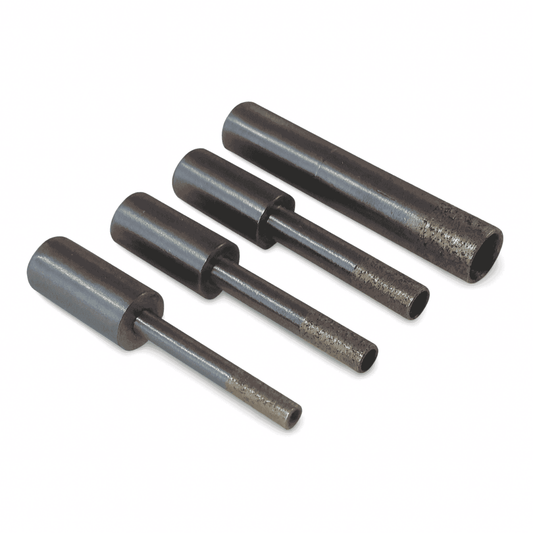 Five sintered diamond core drills ranging in sizes from 4mm to 35mm