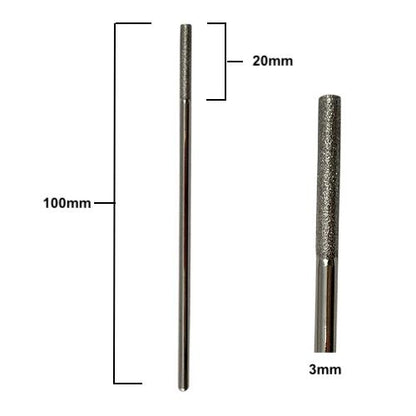 Dimenions of 100mm long x 3mm diameter diamond drill bits-1