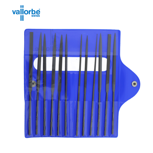 Vallorbe 12 piece needle file set. Assoted cuts 2, 3 and 4. 160mm-0